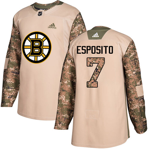 Adidas Bruins #7 Phil Esposito Camo Authentic Veterans Day Stitched NHL Jersey